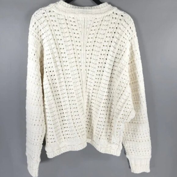 NWT ELIE. ELIE TAHARI Eyelet Knit Pullover Sweater Ivory‎ 100% Cotton Size LARGE - Picture 9 of 15